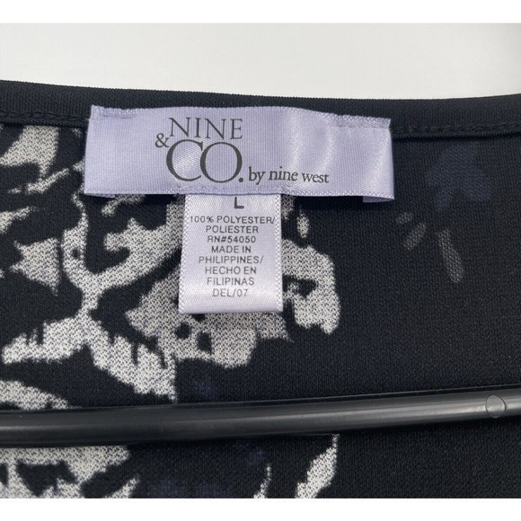 NINE & CO. MULTI-COLOR FLORAL DESIGN 3/4 SLEEVE DRESS SIZE L - Picture 3 of 6